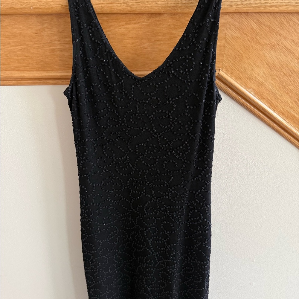 Cache Black Dress with Rhinestone scrollwork - Picture 3 of 7